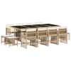 vidaXL Ensemble &agrave; manger de jardin et coussins 13 pcs beige