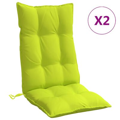 vidaXL Coussins de chaise à dossier haut lot de 2 vert vif