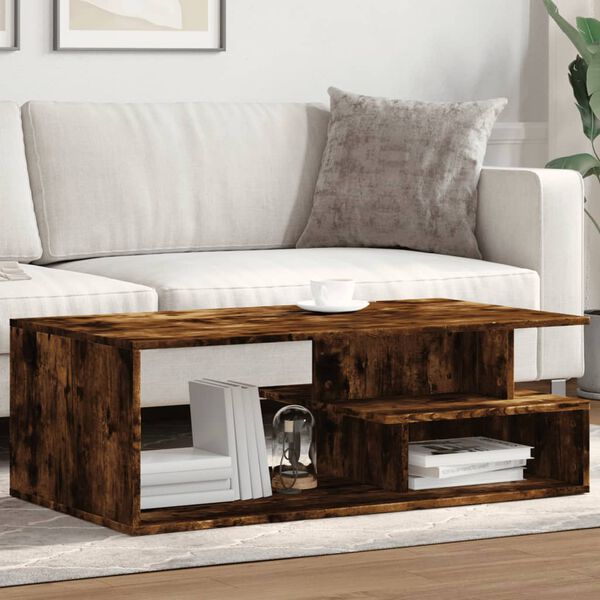 vidaXL Table basse ch&ecirc;ne fum&eacute; 102x55x35 cm bois d'ing&eacute;nierie