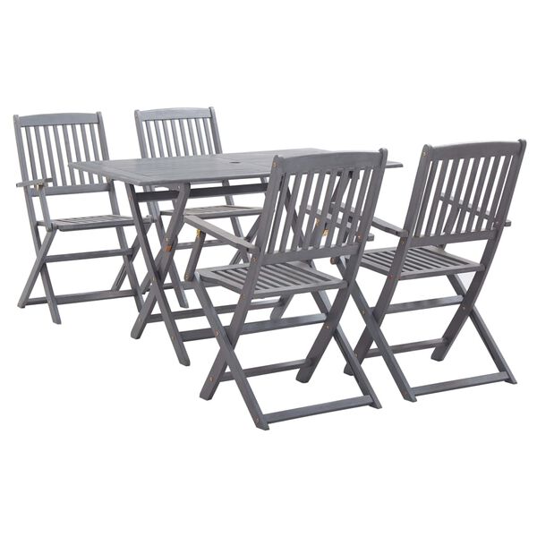 vidaXL Ensemble à manger de jardin 5 pcs Bois d'acacia massif Gris