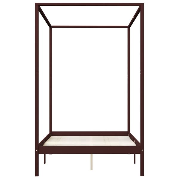 vidaXL Cadre de lit baldaquin et 2 tiroirs Marron fonc&eacute; Pin 140x200 cm