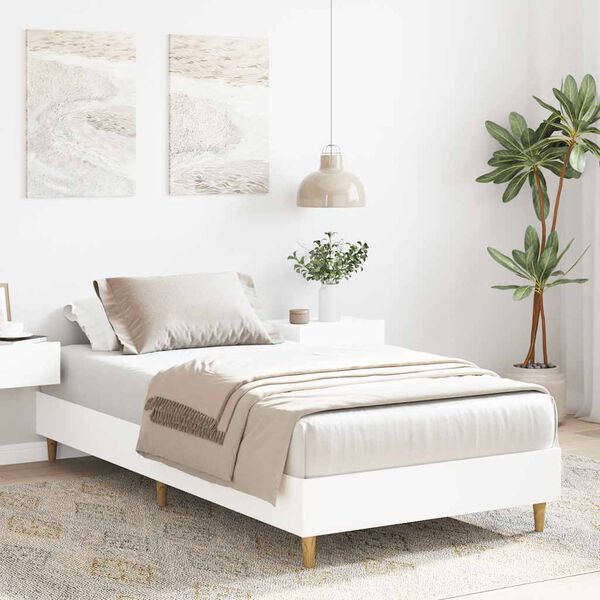 vidaXL Cadre de lit sans matelas blanc 100x200 cm bois d'ing&eacute;nierie