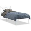 vidaXL Cadre de lit m&eacute;tal sans matelas avec t&ecirc;te de lit blanc 75x190cm