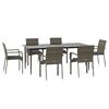 vidaXL Ensemble &agrave; manger jardin et coussins 7 pcs Noir et gris Rotin