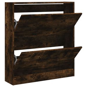 vidaXL Armoire &agrave; chaussures ch&ecirc;ne fum&eacute; 80x21x87,5 cm bois ing&eacute;nierie