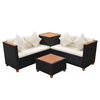 vidaXL Salon de jardin 4 pcs avec coussins Résine tressée Noir