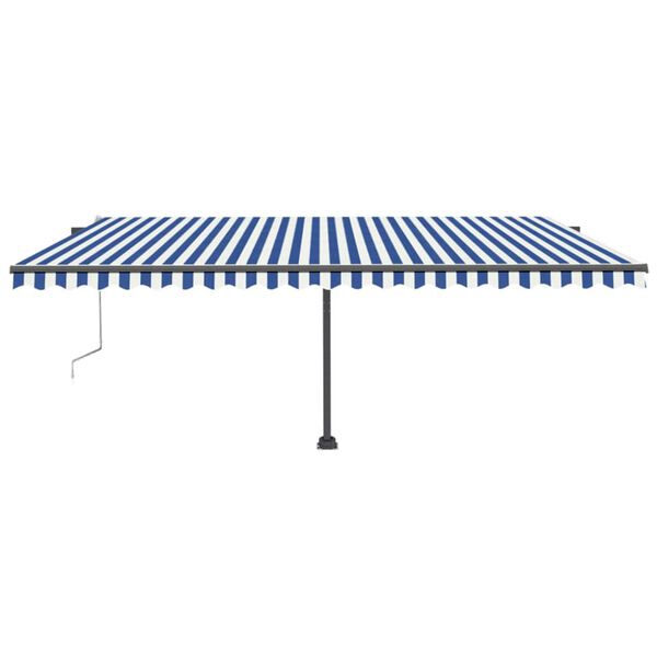 vidaXL Auvent automatique capteur de vent/LED 500x300 cm Bleu et blanc