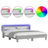 vidaXL Cadre de lit avec LED sans matelas sonoma gris 200x200 cm