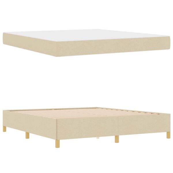 vidaXL Cadre de lit avec matelas Cr&egrave;me 180 x 200 cm tissu