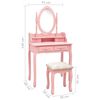 vidaXL Ensemble de coiffeuse avec tabouret Rose 75x69x140 cm Paulownia