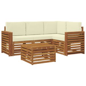 vidaXL Ensemble de canap&eacute;s d'ext&eacute;rieur 5 pc Naturel et Cr&egrave;me Polyester