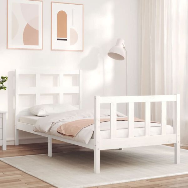vidaXL Cadre de lit sans matelas blanc bois de pin massif