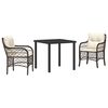 vidaXL Ensemble de salle &agrave; manger pour jardin 3 pc Marron polyrotin