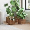 vidaXL Panier de plantation avec stockage 3 pcs Marron Rattan Kubu