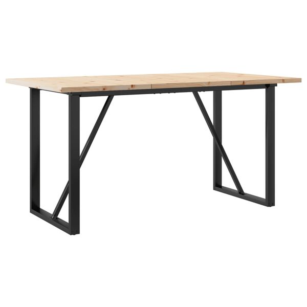 vidaXL Table &agrave; manger cadre en O 140x80x75,5 cm bois pin massif acier
