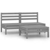 vidaXL Salon de jardin 3 pcs Bois de pin massif Gris