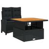 vidaXL Ensemble &agrave; manger de jardin coussins 2pcs noir r&eacute;sine tress&eacute;e