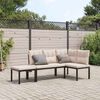 vidaXL Ensemble de banc de jardin avec coussins 3 pcs noir