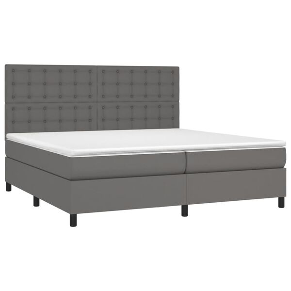 vidaXL Sommier &agrave; lattes de lit avec matelas et LED Gris 200x200 cm