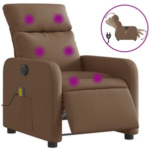 vidaXL Fauteuil inclinable de massage &eacute;lectrique marron tissu