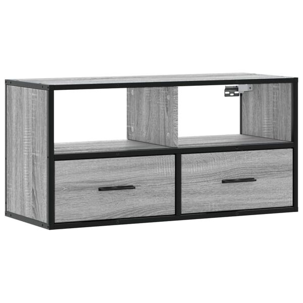 vidaXL Meuble TV sonoma gris 80x31x39,5 cm bois d'ing&eacute;nierie et m&eacute;tal