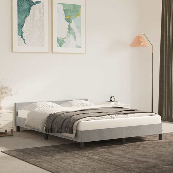 vidaXL Cadre de lit sans matelas gris clair 140x190 cm velours