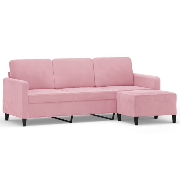vidaXL Canap&eacute; &agrave; 3 places avec repose-pieds Rose 180 cm Velours