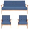 vidaXL Ensemble de canap&eacute;s 3 pcs Tissu Bleu