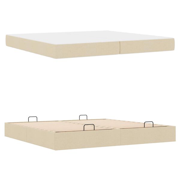 vidaXL Cadre de lit avec matelas avec matelas 2 pcs Cr&egrave;me tissu