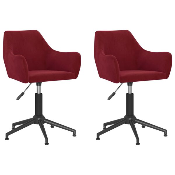 vidaXL Chaises &agrave; manger pivotantes lot de 2 rouge bordeaux velours