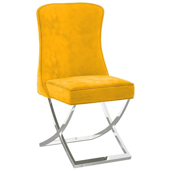 vidaXL Chaises &agrave; manger lot de 6 Jaune moutarde Velours