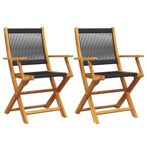 vidaXL Chaises de jardin lot de 2 noir bois d'acacia et polypropyl&egrave;ne