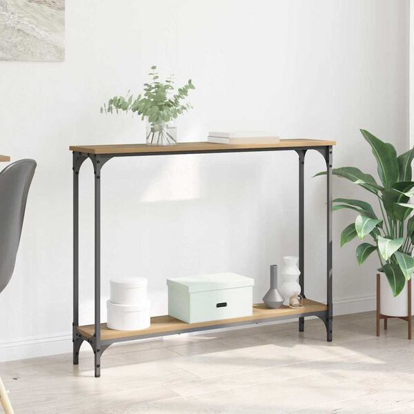 vidaXL Table console avec &eacute;tag&egrave;re Ch&ecirc;ne artisanal 100 x 22,5 x 75 cm