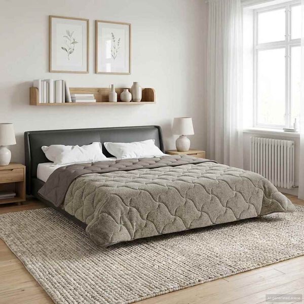 vidaXL Duvet complet toute l'ann&eacute;e Matelass&eacute; Gris clair 200 x 220 cm