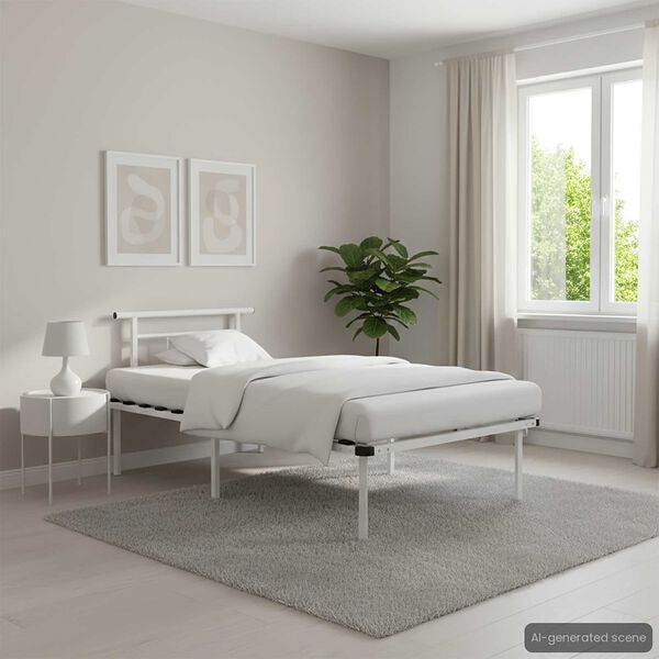 vidaXL Cadre de lit sans matelas blanc métal 100x200 cm