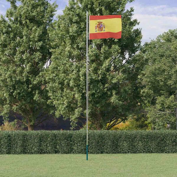 vidaXL Drapeau de l'Espagne et m&acirc;t 6,08 m Aluminium