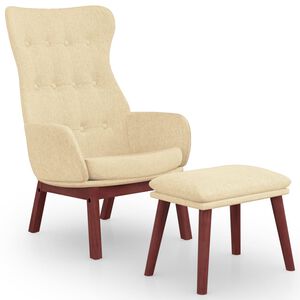 vidaXL Chaise de relaxation avec repose-pied Cr&egrave;me Tissu