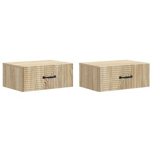 vidaXL Cabinet de chevet mural 2 pcs Ch&ecirc;ne Sonoma 49 x 34,5 x 20 cm