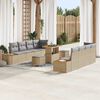 vidaXL Ensemble de canap&eacute; de jardin 11 pcs Beige Poly rotin