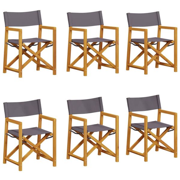 vidaXL Chaises pliables de jardin lot de 6 gris fonc&eacute; tissu