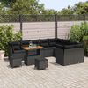 vidaXL Ensemble de canap&eacute; de jardin 12 pcs Noir polyrotin