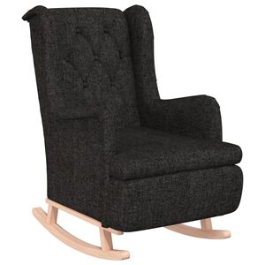 vidaXL Fauteuil avec pieds &agrave; bascule en bois d'h&eacute;v&eacute;a Noir Tissu