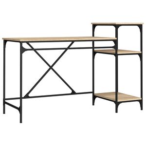 vidaXL Bureau et &eacute;tag&egrave;res ch&ecirc;ne sonoma 135x50x90cm bois ing&eacute;nierie/fer