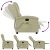 vidaXL Fauteuil de massage inclinable cr&egrave;me cuir v&eacute;ritable