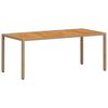 vidaXL Table de jardin beige 190x90x75 cm r&eacute;sine tress&eacute;e bois d'acacia