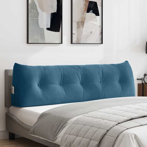 vidaXL Coussin de Dos Bleu 160 x 24 x 50 cm Velours