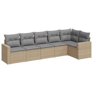 vidaXL Salon de jardin avec coussins 6 pcs beige r&eacute;sine tress&eacute;e