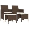 vidaXL Canap&eacute; de jardin 2 places avec table et tabourets marron rotin