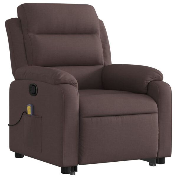vidaXL Fauteuil inclinable de massage Marron fonc&eacute; Tissu
