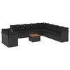 vidaXL Salon de jardin 12 pcs avec coussins noir r&eacute;sine tress&eacute;e